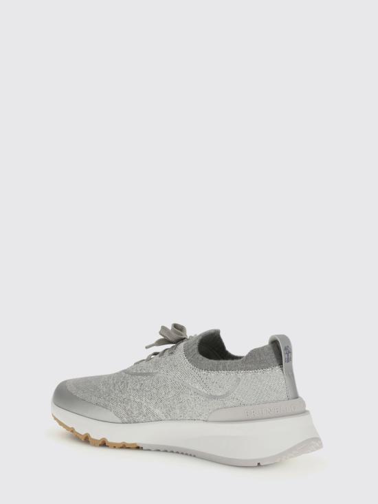 26SS 브루넬로 쿠치넬리 히트 본디드 디테일 테크노 코튼 니트 러너 스니커즈 MZUEHRO342 CRG32 Silver - BRUNELLO CUCINELLI