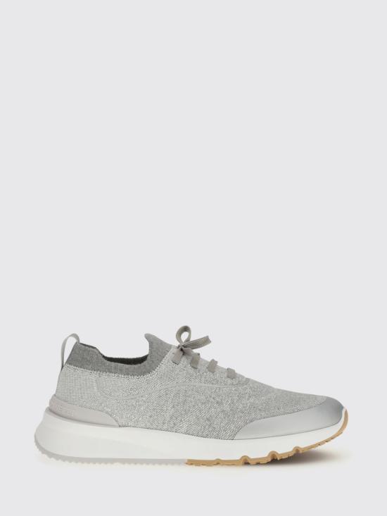 26SS 브루넬로 쿠치넬리 히트 본디드 디테일 테크노 코튼 니트 러너 스니커즈 MZUEHRO342 CRG32 Silver