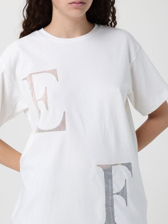 26SS 엘리자베타프랜치 반팔 티셔츠 MA67P61E2 270 White - ELISABETTA FRANCHI