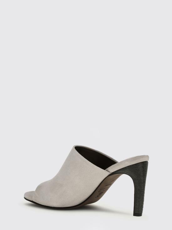 26SS 브루넬로 쿠치넬리 프레셔스 디테일 스웨이드 힐 MZSFC3218 C8823 White - BRUNELLO CUCINELLI