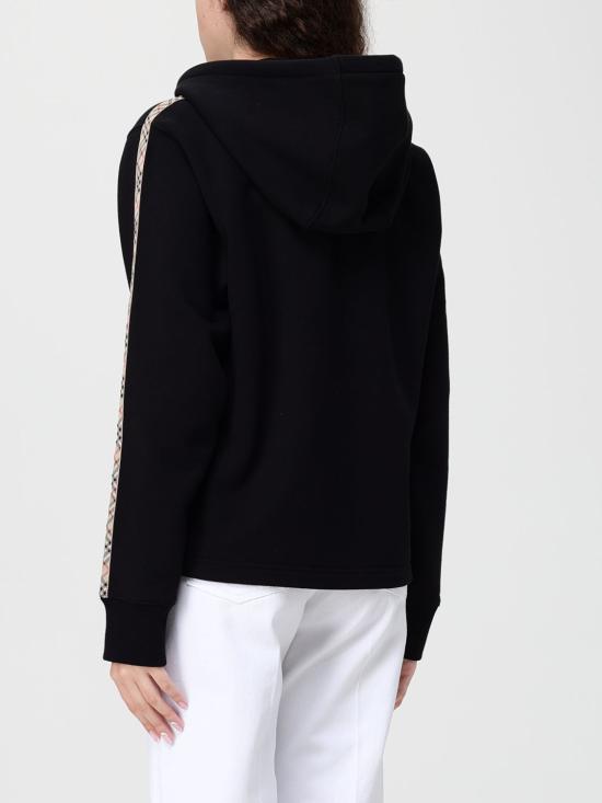 26SS 버버리 체크 트리밍 코튼 지퍼 후디 8121158 Black - BURBERRY