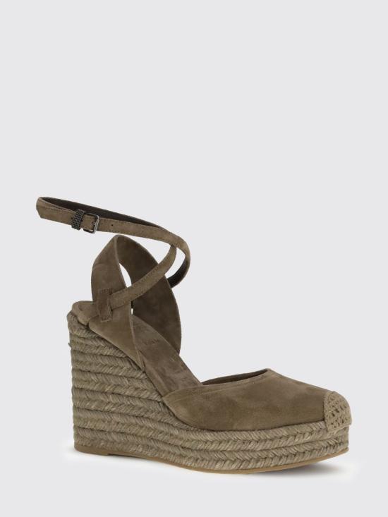 26SS 브루넬로 쿠치넬리 프레셔스 루프 스웨이드 에스파드리유 웨지 MZSFG3150 C8921 Mud - BRUNELLO CUCINELLI