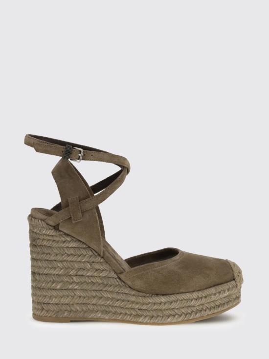 26SS 브루넬로 쿠치넬리 프레셔스 루프 스웨이드 에스파드리유 웨지 MZSFG3150 C8921 Mud