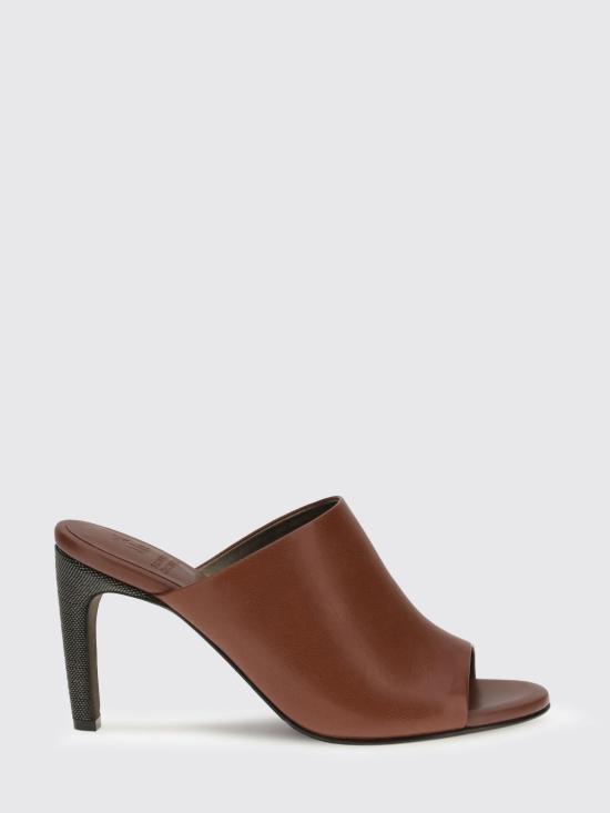 26SS 브루넬로 쿠치넬리 프레셔스 힐 클래식 레더 뮬 MZORC3218 C4182 Red