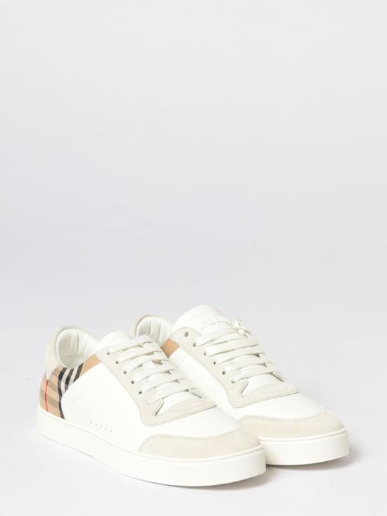 26SS 버버리 레더 스웨이드 체크 스니커즈 8069089 White - BURBERRY