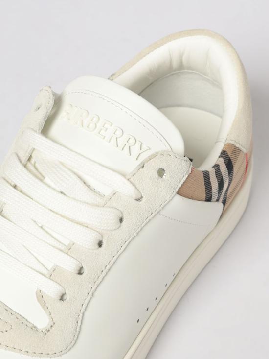 26SS 버버리 레더 스웨이드 체크 스니커즈 8069089 White - BURBERRY