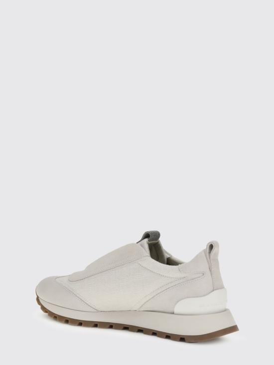 26SS 브루넬로 쿠치넬리 프레셔스 디테일 캔버스 & 스웨이드 러너 MZ58G2127 C209 Silver - BRUNELLO CUCINELLI