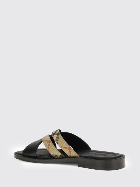 26SS 버버리 체크 앤 레더 드리프트 샌들 8118779 Black - BURBERRY