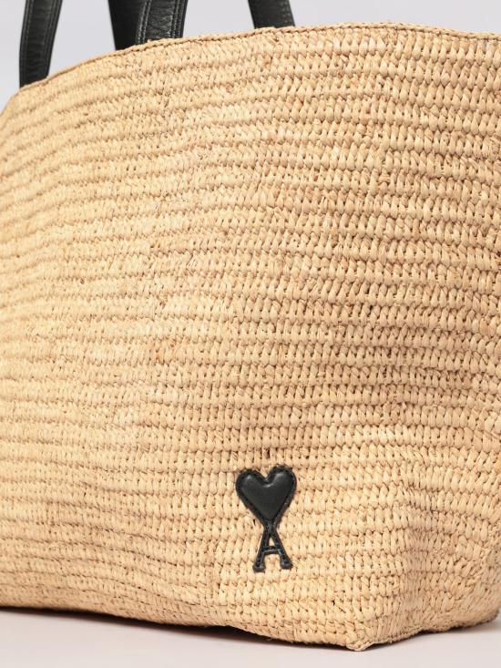 26SS 아미 빅 하트 로고 라피아 토트백 ULL740AW0036 113 Beige - AMI