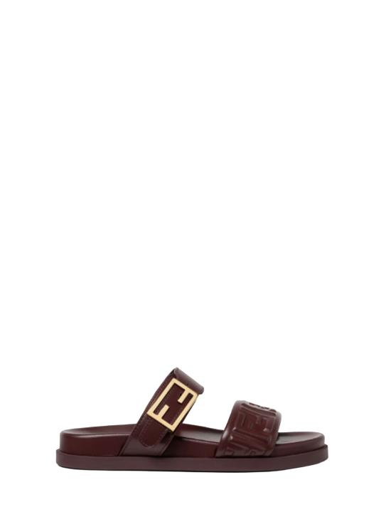 26SS 펜디 카프 레더 플랫 샌들 8X8710 ABOHF0L7X PLUM PLUM