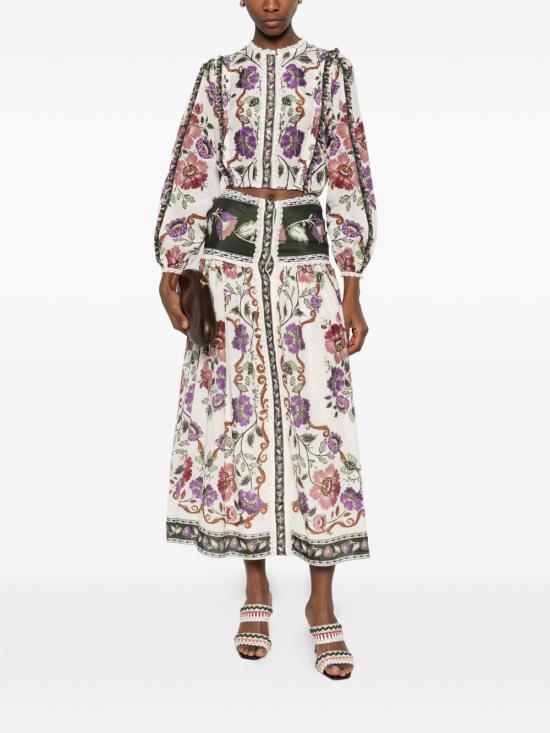 26SS 팜 리오 미디 스커트 344235 ROCOCOFLOWERSCREAM26091 MultiColour - FARM RIO