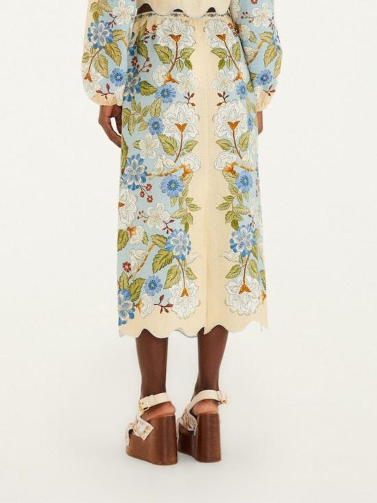 26SS 팜 리오 미디 스커트 350503 GARDENSCARFBLUE26046 Clear Blue - FARM RIO