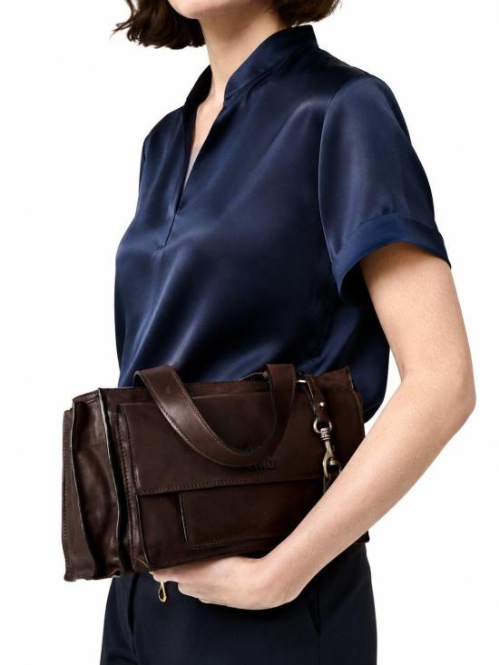 26FW 미우미우 유틸리테 스웨이드 탑 핸들 백 5BG335VPOO2G7Q F0038 BRUCIATO - MIU MIU