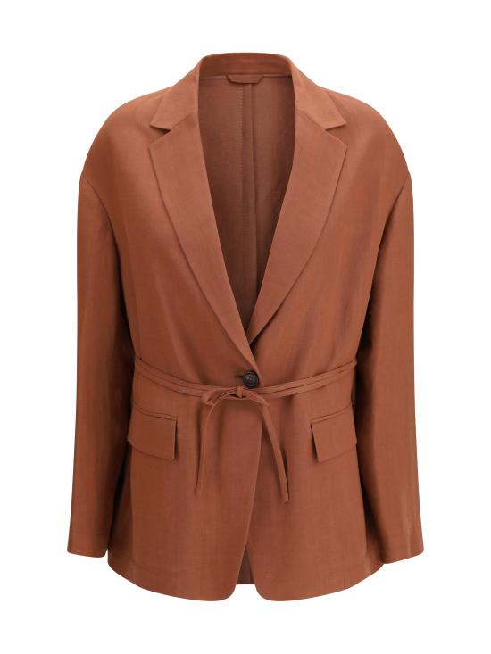 26SS 브루넬로 쿠치넬리 모닐리 비스코스 & 리넨 플루이드 트윌 블레이저 MH1267591 C4182 RED