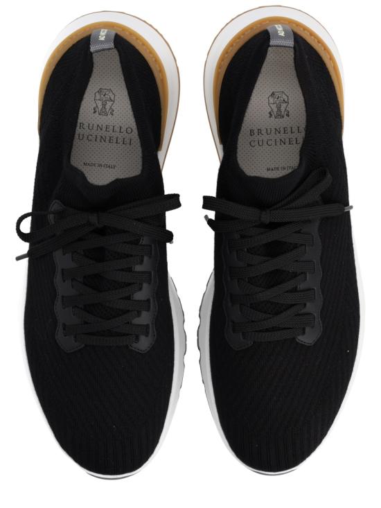 26SS 브루넬로 쿠치넬리 코튼 니트 세미 폴리쉬드 카프스킨 러너 MZUPMBO252 CIK10 BLACK - BRUNELLO CUCINELLI