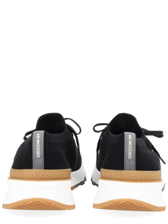 26SS 브루넬로 쿠치넬리 코튼 니트 세미 폴리쉬드 카프스킨 러너 MZUPMBO252 CIK10 BLACK - BRUNELLO CUCINELLI