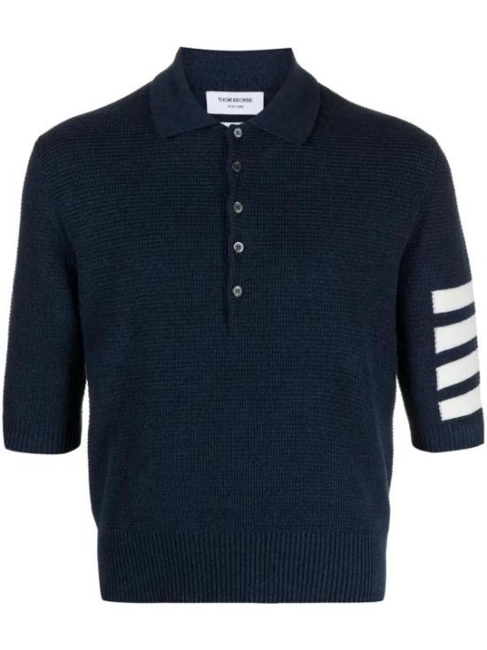 26SS 톰브라운 린넨 코튼 4바 릴렉스핏 폴로셔츠 MKP125AY6011420 NAVY DOM