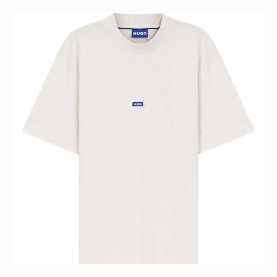 26SS 휴고보스 블루 로고 패치 코튼 저지 티셔츠 50509991 121 BIANCO DOM