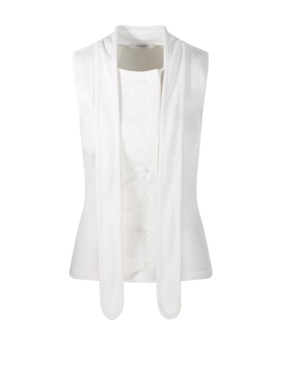 26SS 르메르 어시메트리컬 피티드 탑 TS0004 LJ1030 086 MILK DOM