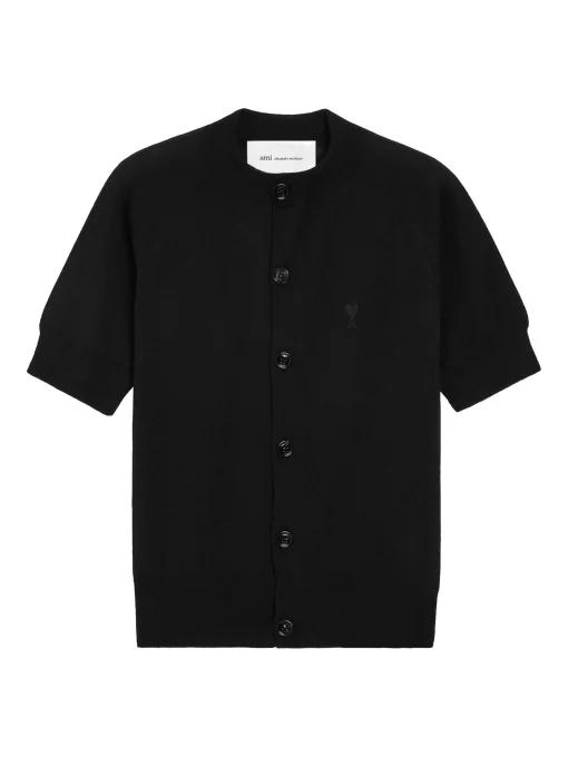 26SS 아미 스몰 하트 로고 울 숏슬리브 가디건 FKC387 KN0039 0180 BLACK DOM