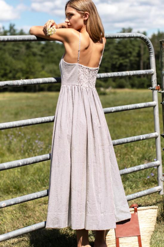  에머슨 프라이 롱 원피스 코튼 데이 스트라이프 드레스 - EMERSON FRY