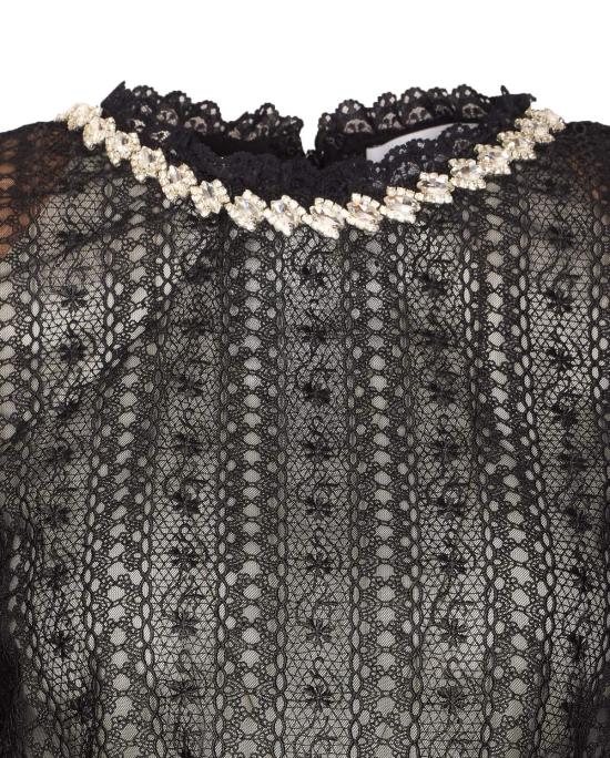  셀프 포트레이트 블라우스 오르간자 레이스 탑 블랙 - SELF PORTRAIT