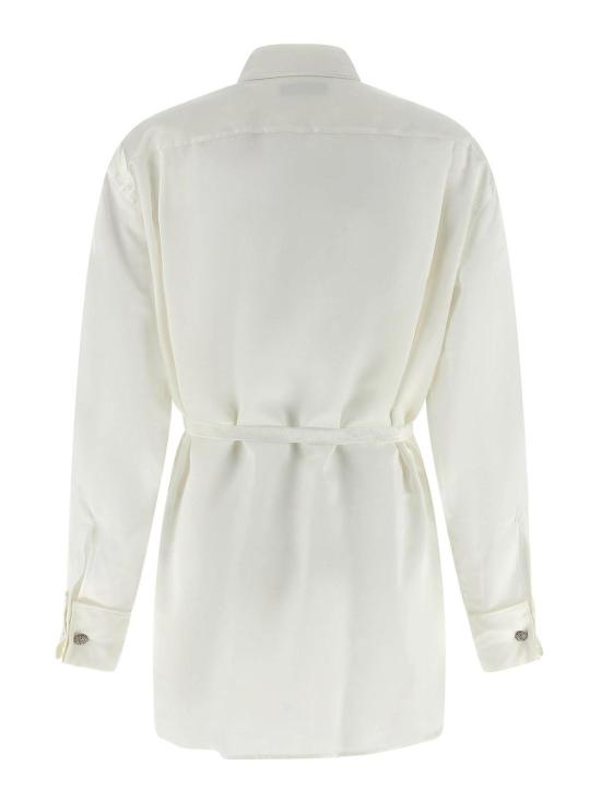 26SS 발렌시아가 바이오테크 실크 새틴 랩 셔츠 857842TTN149002 White - BALENCIAGA