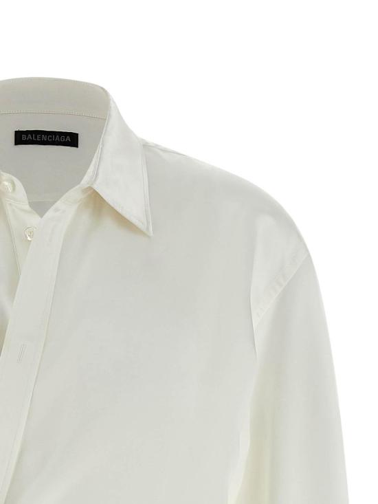 26SS 발렌시아가 바이오테크 실크 새틴 랩 셔츠 857842TTN149002 White - BALENCIAGA