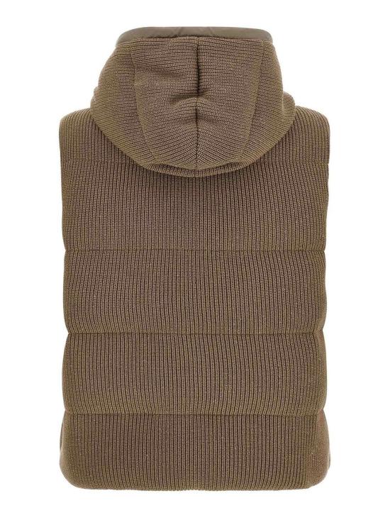 26SS 브루넬로 쿠치넬리 대즐링 코튼 잉글리시 립 니트 다운 베스트 M0DVT2142CVB14 Brown - BRUNELLO CUCINELLI