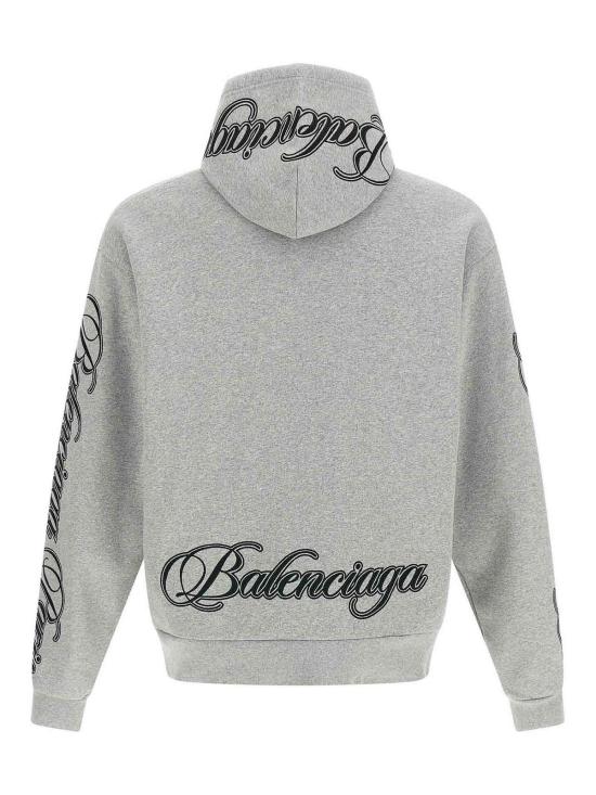 26SS 발렌시아가 커시브 오버사이즈 후드티셔츠 858143TTVM82569 Grey - BALENCIAGA