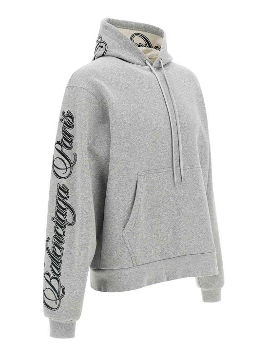 26SS 발렌시아가 커시브 오버사이즈 후드티셔츠 858143TTVM82569 Grey - BALENCIAGA