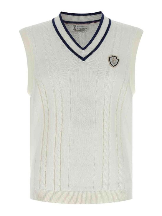 26SS 브루넬로 쿠치넬리 케이블 니트 베스트 M28707917TCGE43 White