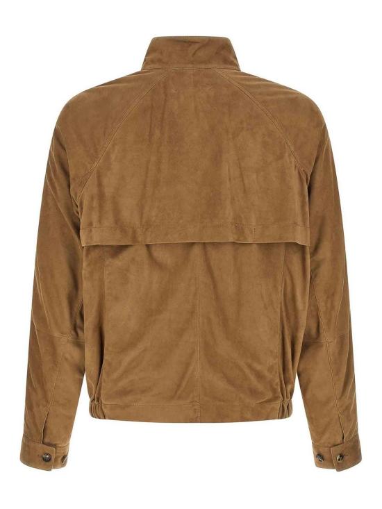 26SS 브루넬로 쿠치넬리 스탠드 칼라 스웨이드 블루종 MPCFN2065C8558 Beige - BRUNELLO CUCINELLI