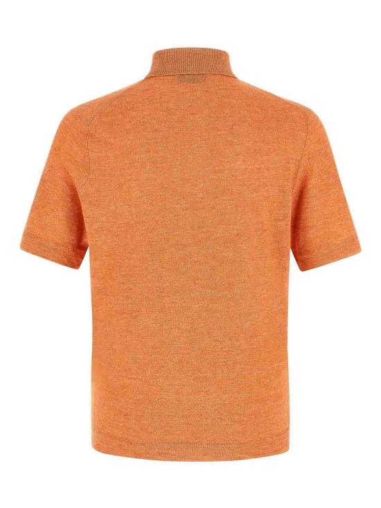 26SS 브루넬로 쿠치넬리 린넨 코튼 니트 폴로 셔츠 M2L00315C7859 Orange - BRUNELLO CUCINELLI