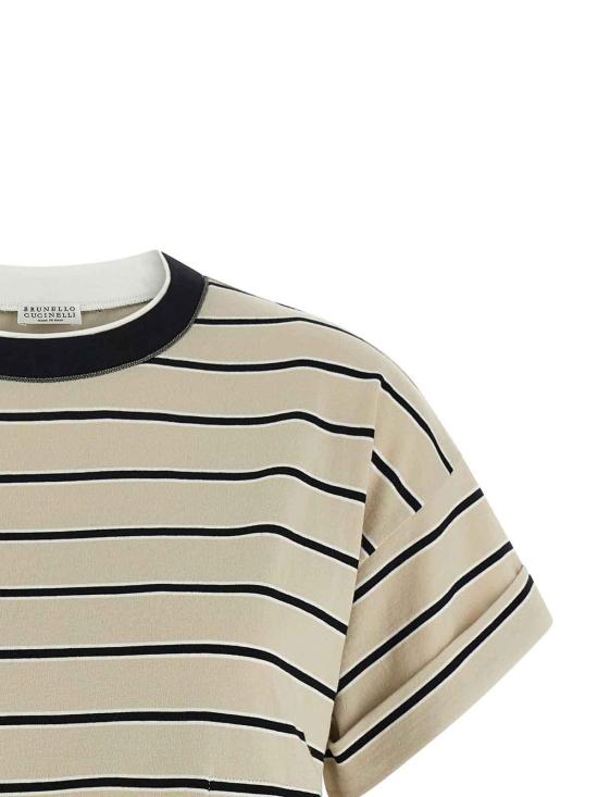 26SS 브루넬로 쿠치넬리 반팔 티셔츠 MQ984ES810C7041 Beige - BRUNELLO CUCINELLI