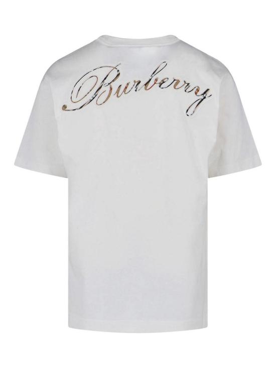26SS 버버리 체크 커시브 로고 코튼 티셔츠 8119080 White - BURBERRY