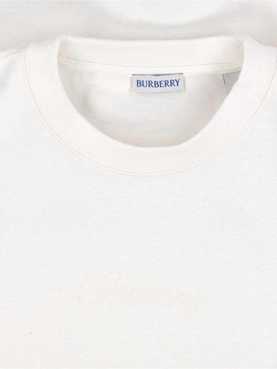 26SS 버버리 체크 커시브 로고 코튼 티셔츠 8119080 White - BURBERRY