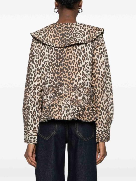 26SS 가니 레오파드 프린트 러플 셔프 A1040119859 Brown - GANNI