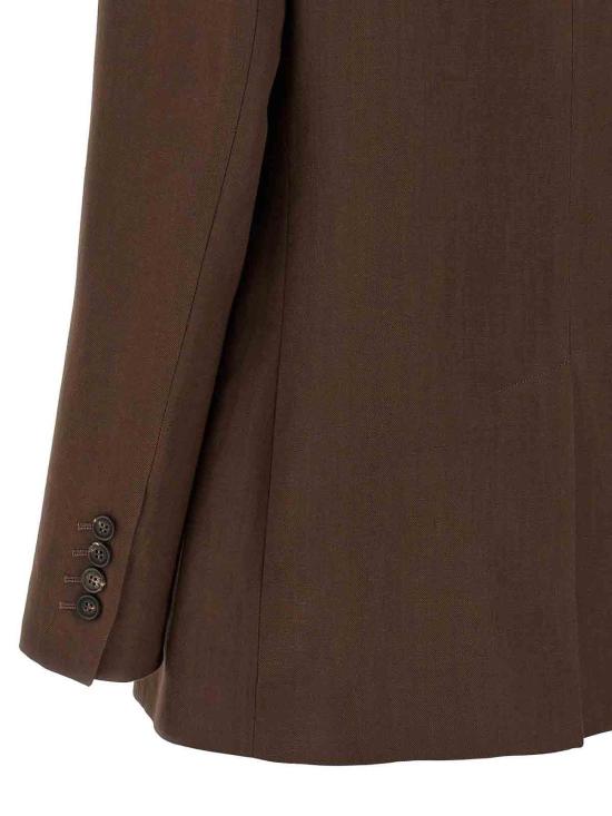 26SS 브루넬로 쿠치넬리 모닐리 비스코스 & 리넨 플루이드 트윌 블레이저 MH1267094C9284 Brown - BRUNELLO CUCINELLI