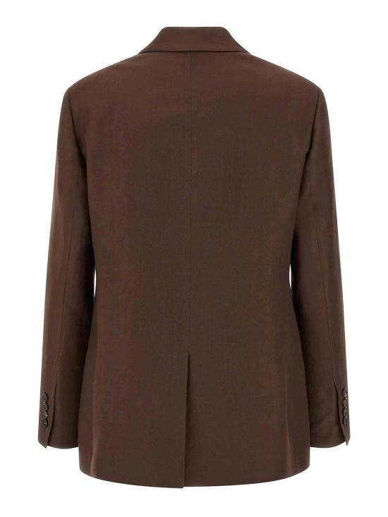 26SS 브루넬로 쿠치넬리 모닐리 비스코스 & 리넨 플루이드 트윌 블레이저 MH1267094C9284 Brown - BRUNELLO CUCINELLI