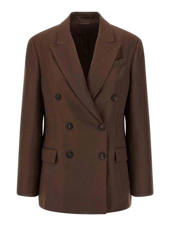 26SS 브루넬로 쿠치넬리 모닐리 비스코스 & 리넨 플루이드 트윌 블레이저 MH1267094C9284 Brown