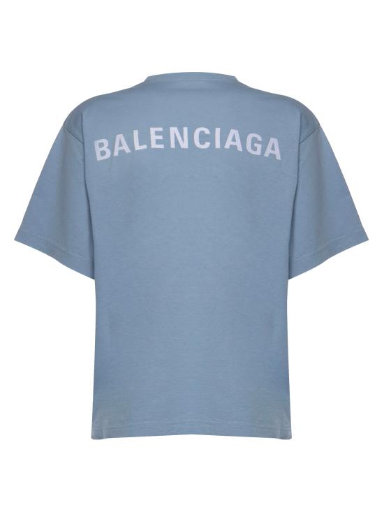 25FW 발렌시아가 백 미디엄 핏 티셔츠 850990 TTVJ14773 LIGHT BLUE WHITE - BALENCIAGA