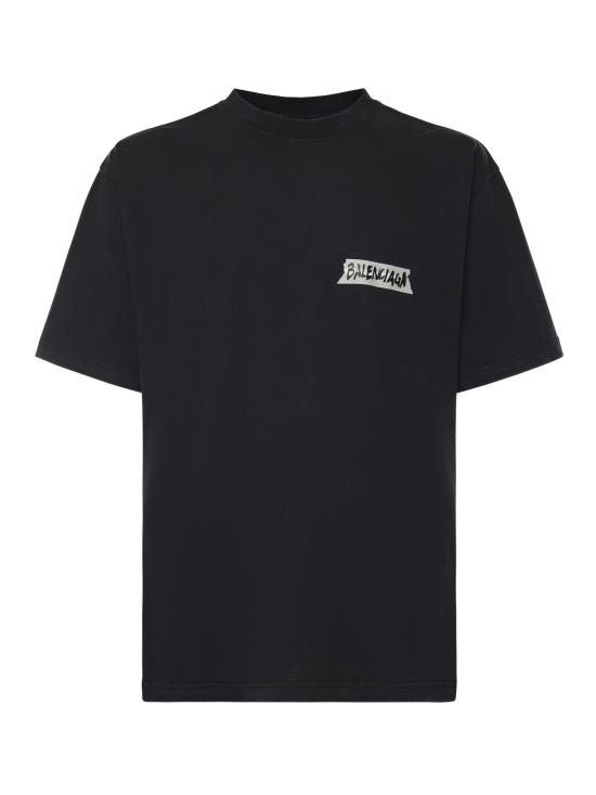 25FW 발렌시아가 마스킹 테이프 티셔츠 미디움 핏 764235 TTVL61041 Black