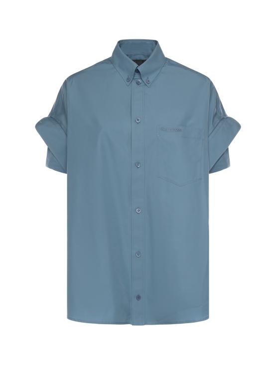 25FW 발렌시아가 턱드 슬리브 셔츠 857833 TTM131463 GREY BLUE