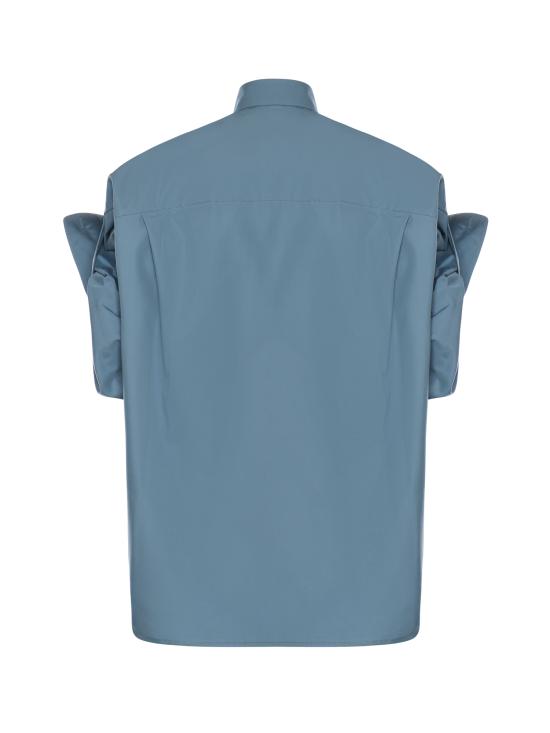 25FW 발렌시아가 턱드 슬리브 셔츠 857833 TTM131463 GREY BLUE - BALENCIAGA