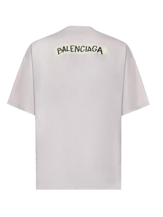 25FW 발렌시아가 마스킹 테이프 티셔츠 미디움 핏 764235 TTVL69012 Dirty White - BALENCIAGA