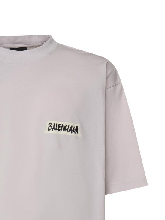 25FW 발렌시아가 마스킹 테이프 티셔츠 미디움 핏 764235 TTVL69012 Dirty White - BALENCIAGA