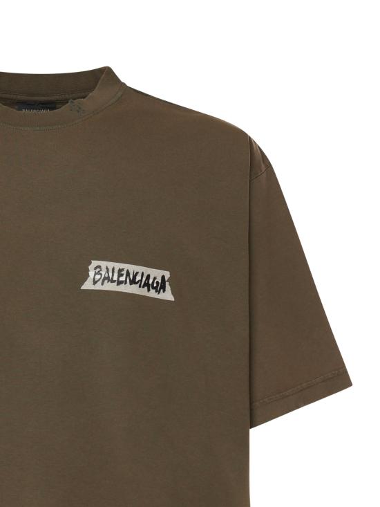 25FW 발렌시아가 마스킹 테이프 티셔츠 미디움 핏 764235 TTVL62840 KHAKI - BALENCIAGA
