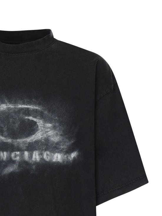 25FW 발렌시아가 워시드 크레용 루프 티셔츠 764235 TTVN59034 Black - BALENCIAGA