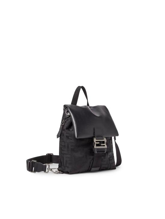 26SS 펜디 플럭스 레더 FF 나일론 크로스백 7VA673 AVC6F0SAJ BLACK - FENDI